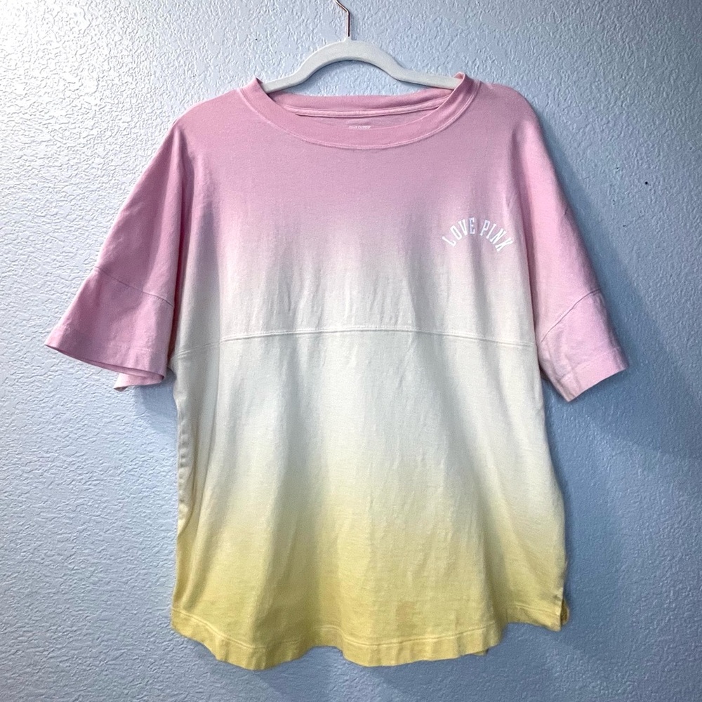 Victoria’s Secret PINK Oversized Tee Pink & Yellow Ombré Gradient